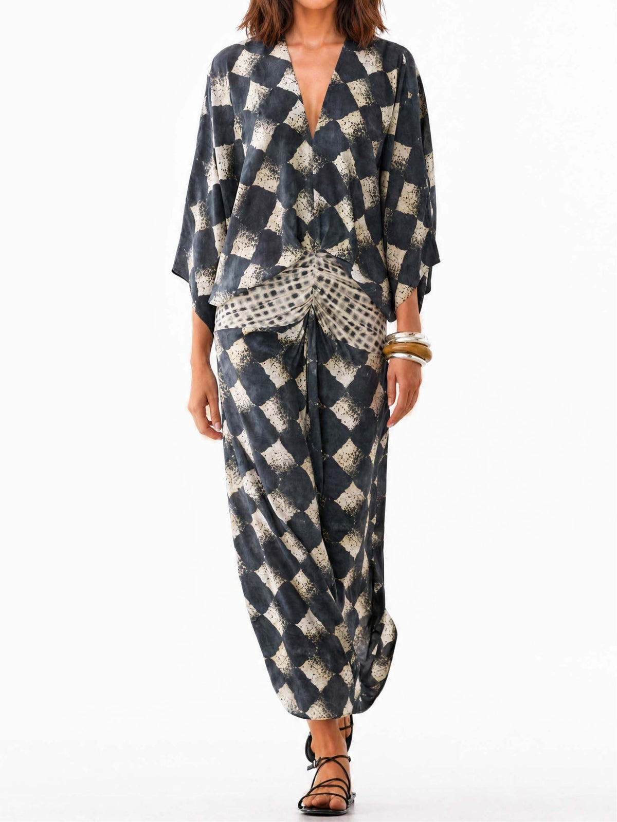 Lidia Mediterranean Mosaic-Print Maxi Dress