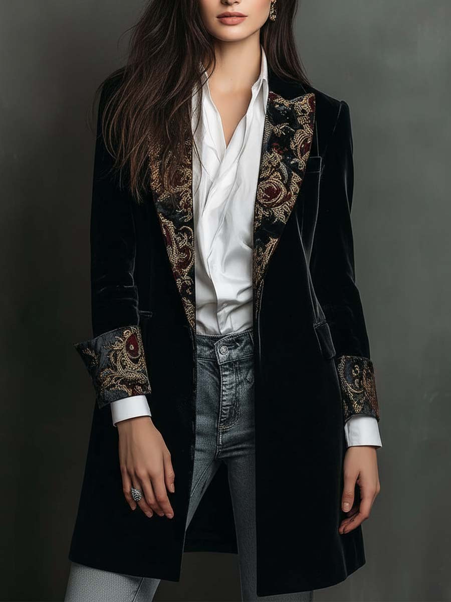 Nicoletta Black Baroque Fitted Blazer