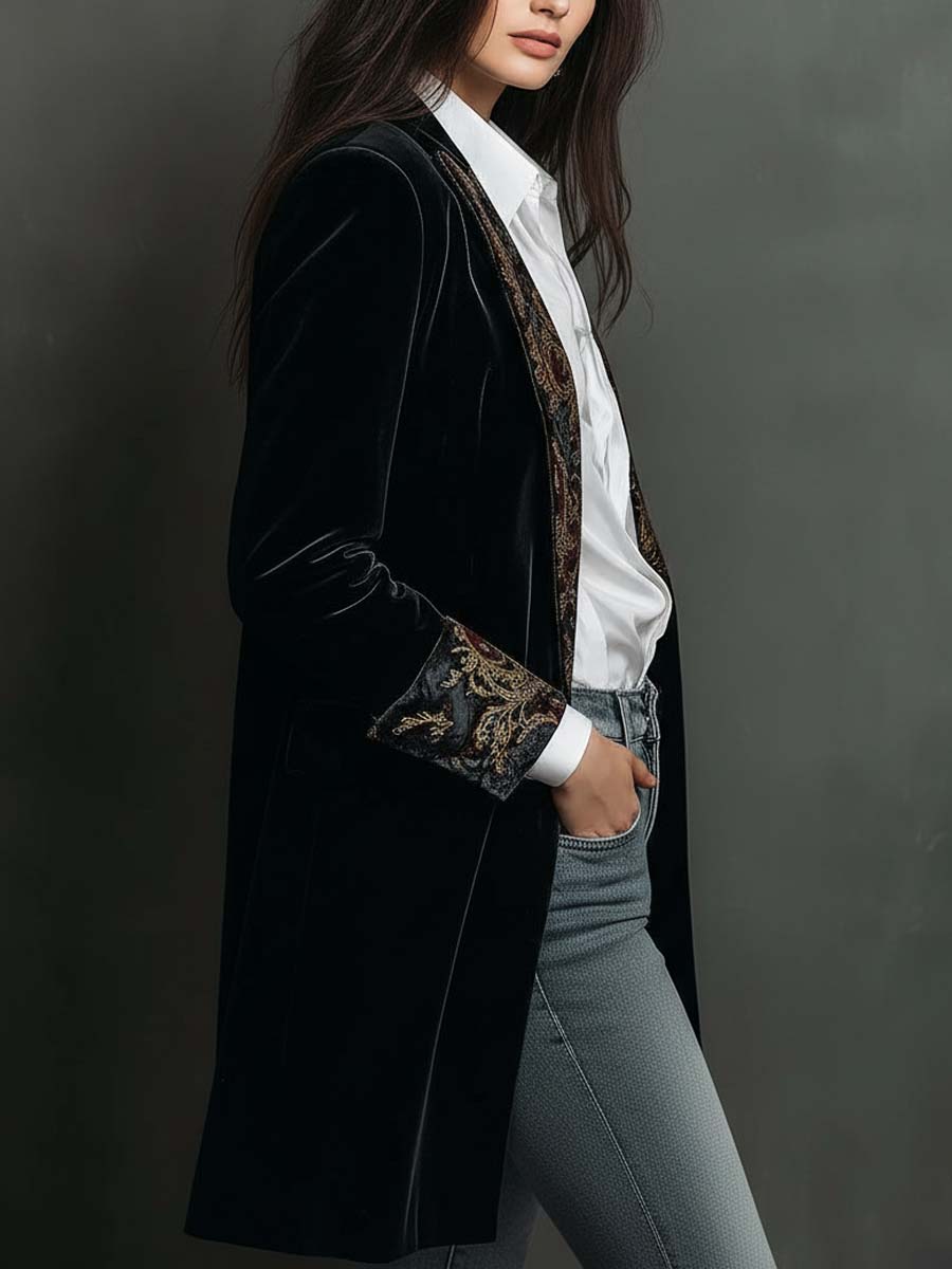 Nicoletta Black Baroque Fitted Blazer