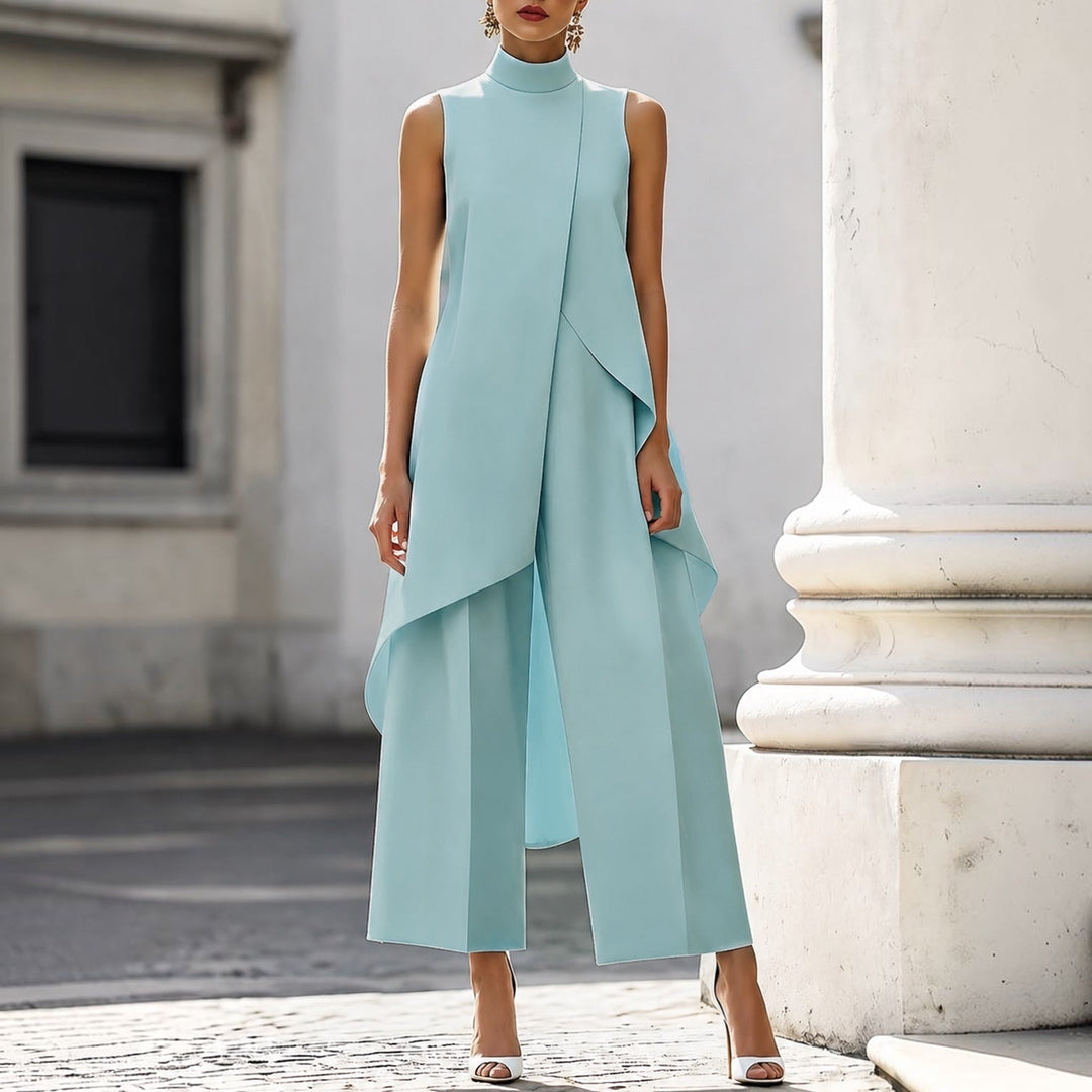 Nuria High-Neck Draped Jumpsuit