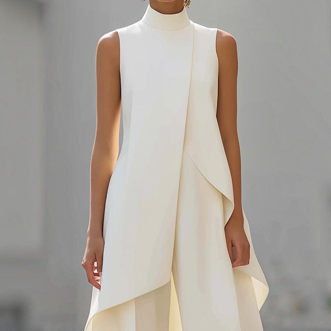 Nuria High-Neck Draped Jumpsuit