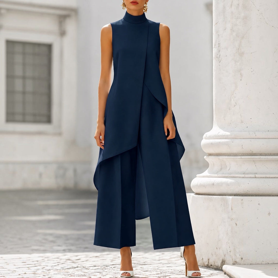 Nuria High-Neck Draped Jumpsuit