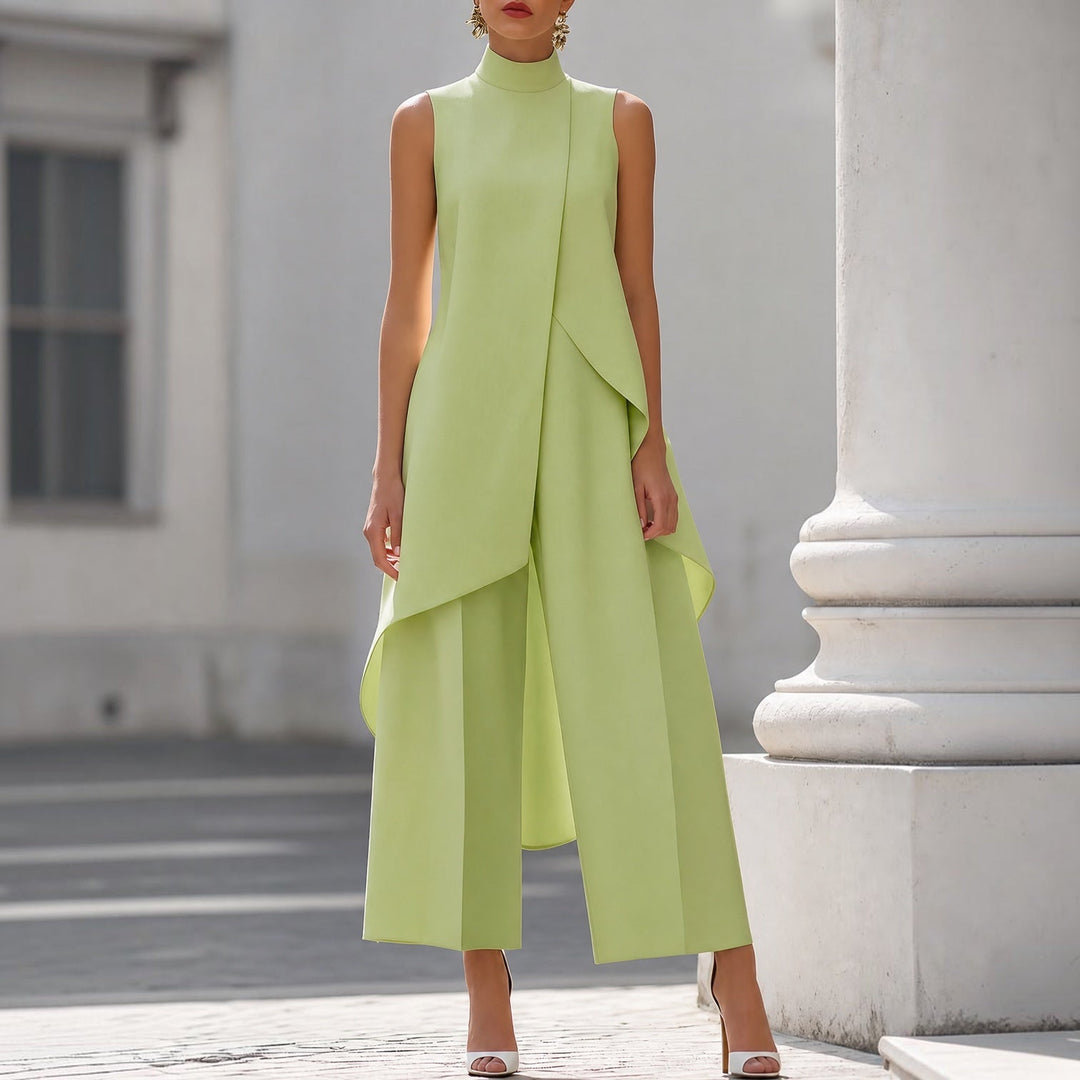Nuria High-Neck Draped Jumpsuit