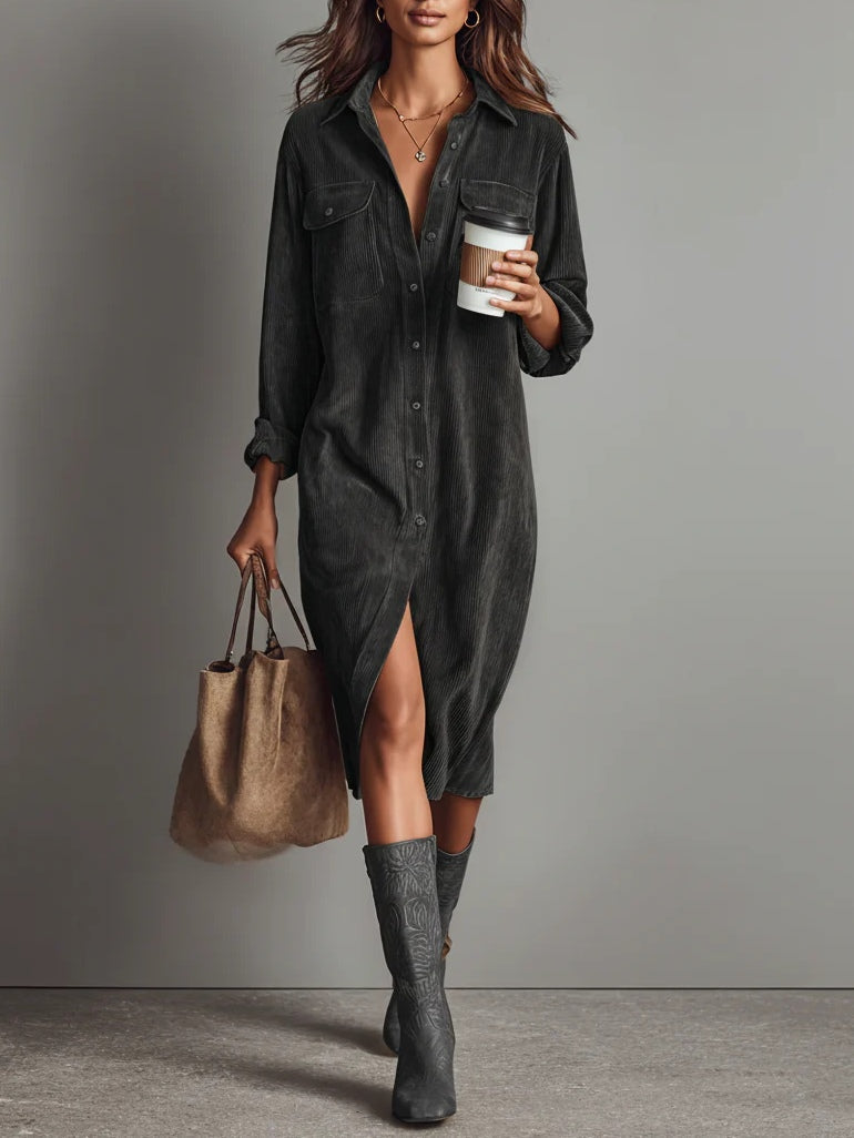 Francesca Corduroy Shirt Dress