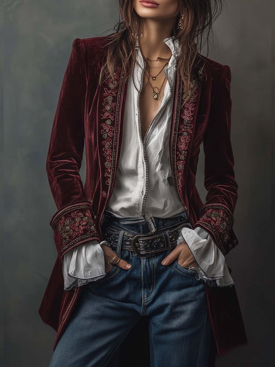 Isabella Embroidered Long Jacket