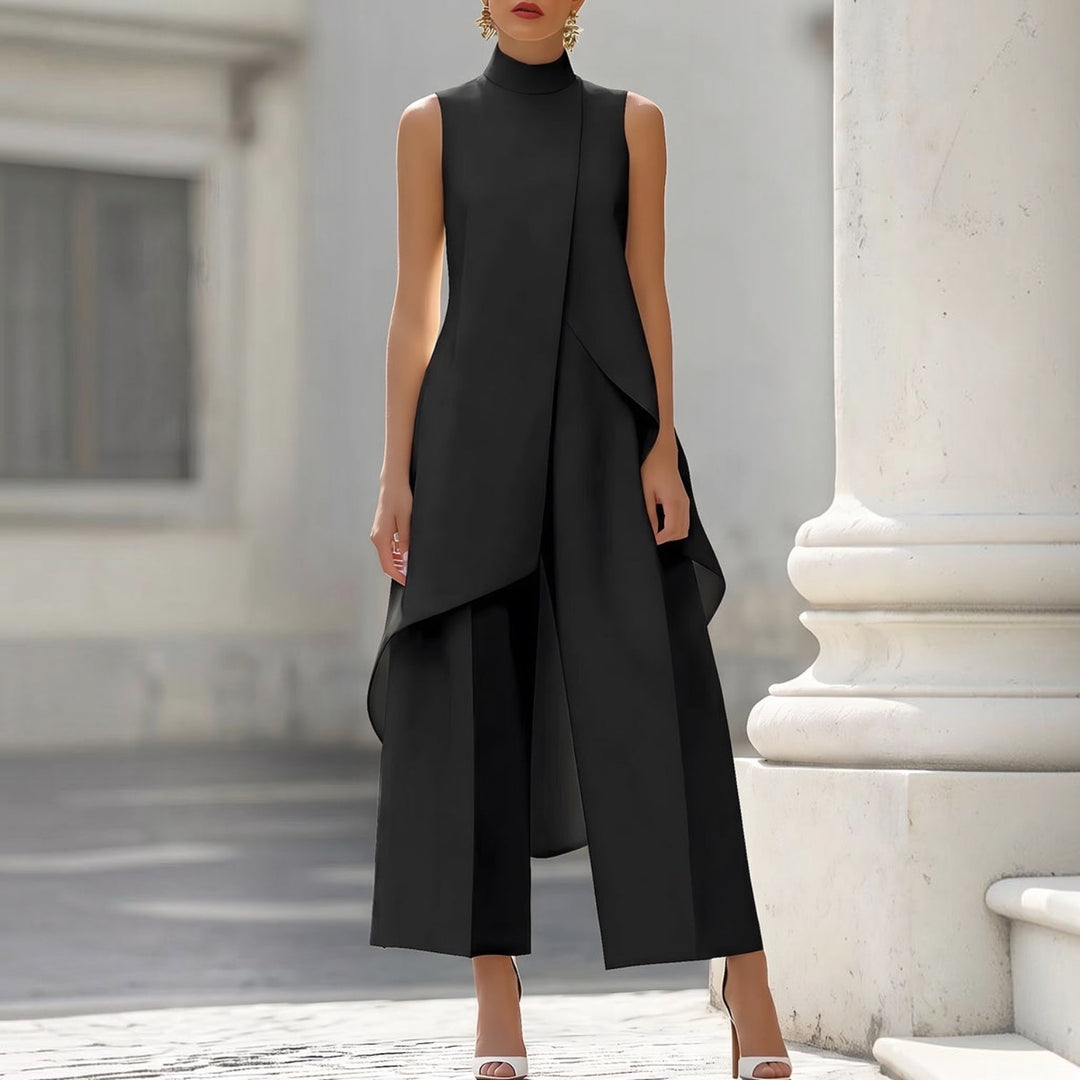 Nuria High-Neck Draped Jumpsuit