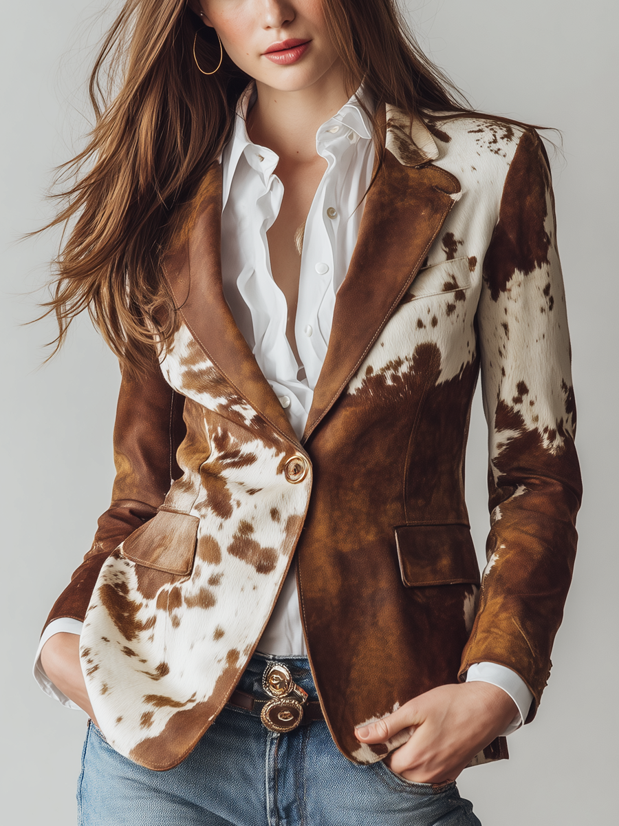 Fiamma Vintage Cow Print Blazer