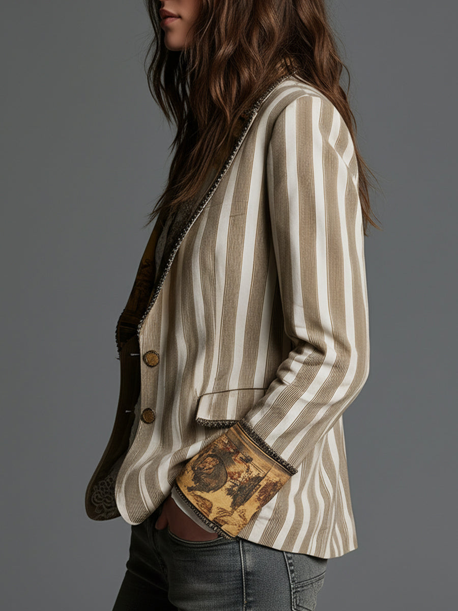 Viola Striped Bohemian Blazer