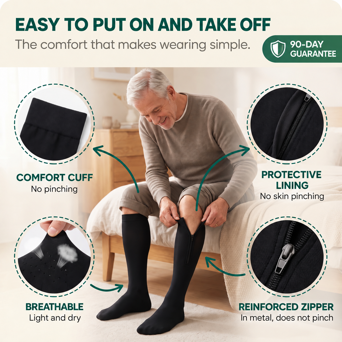 ZipEase Zippered Compression Socks