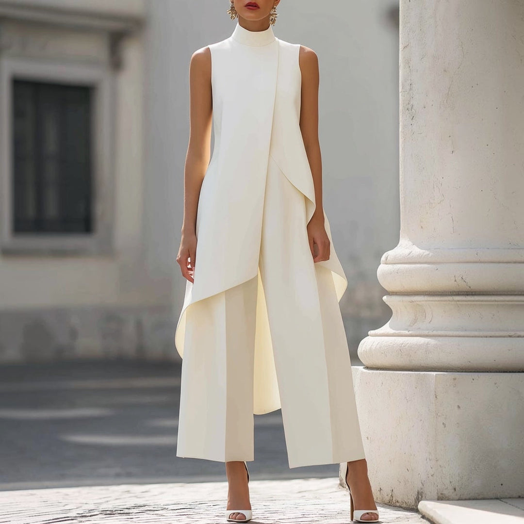 Nuria High-Neck Draped Jumpsuit