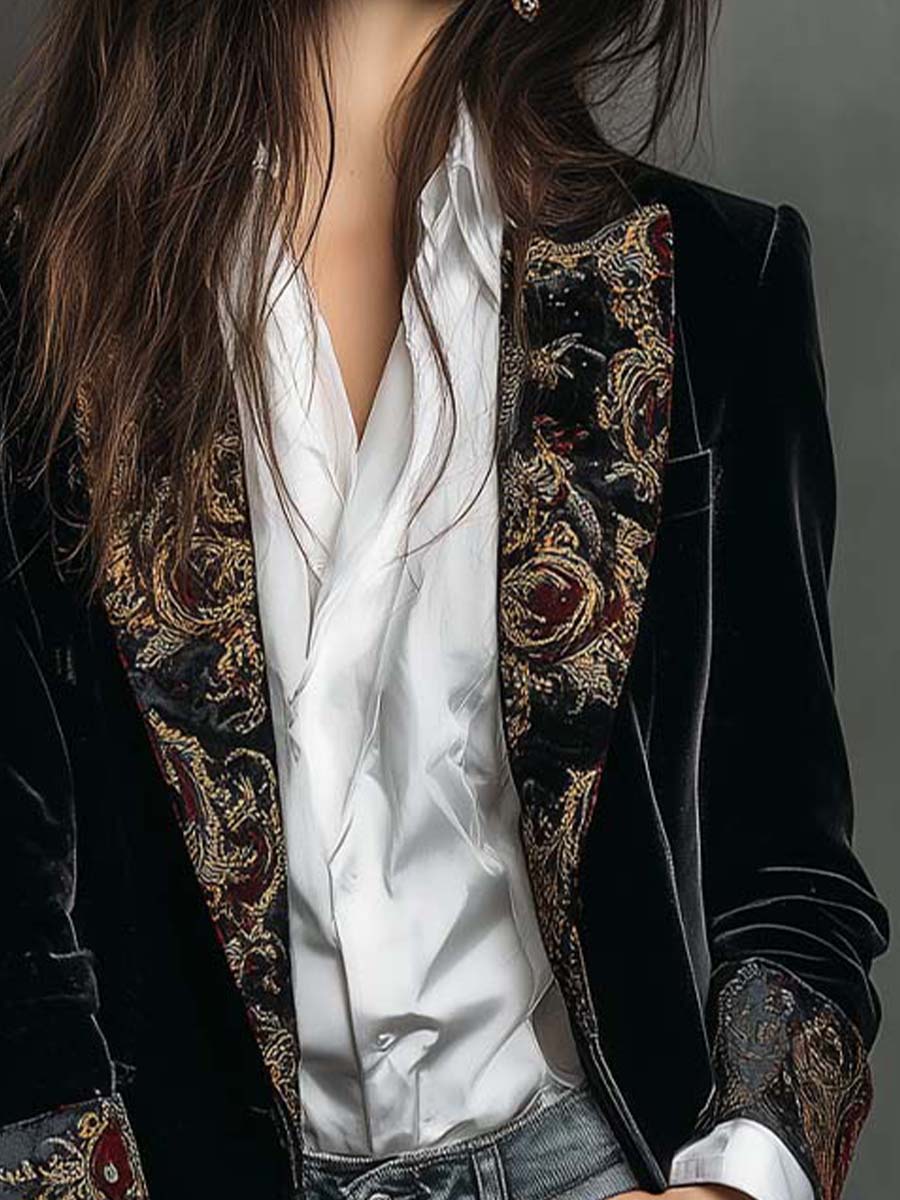 Nicoletta Black Baroque Fitted Blazer