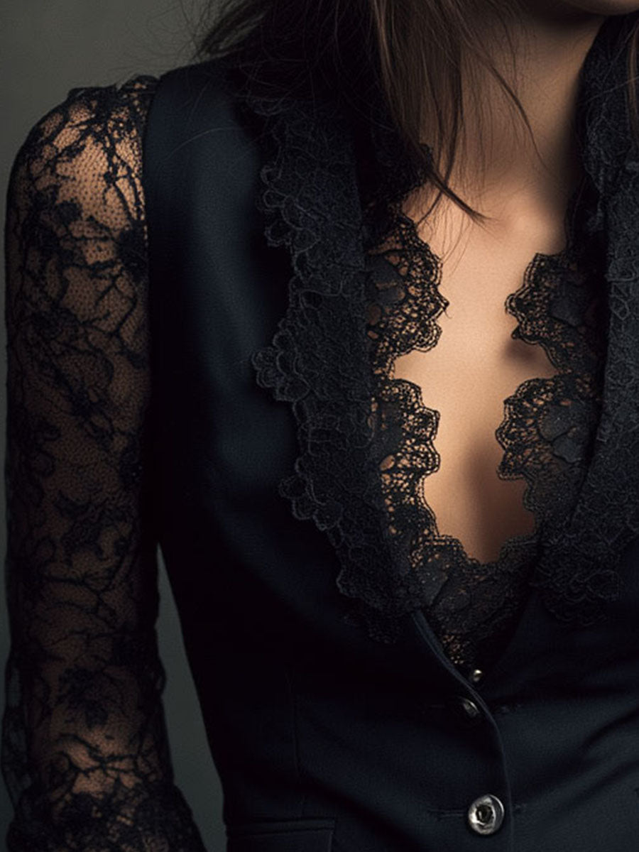 Elisa Lace Sleeve Blazer