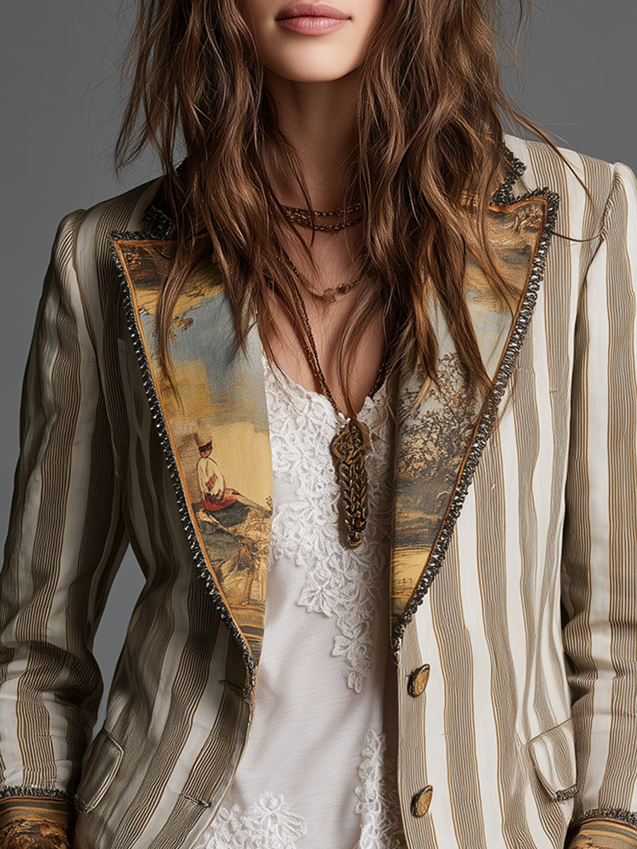 Viola Striped Bohemian Blazer
