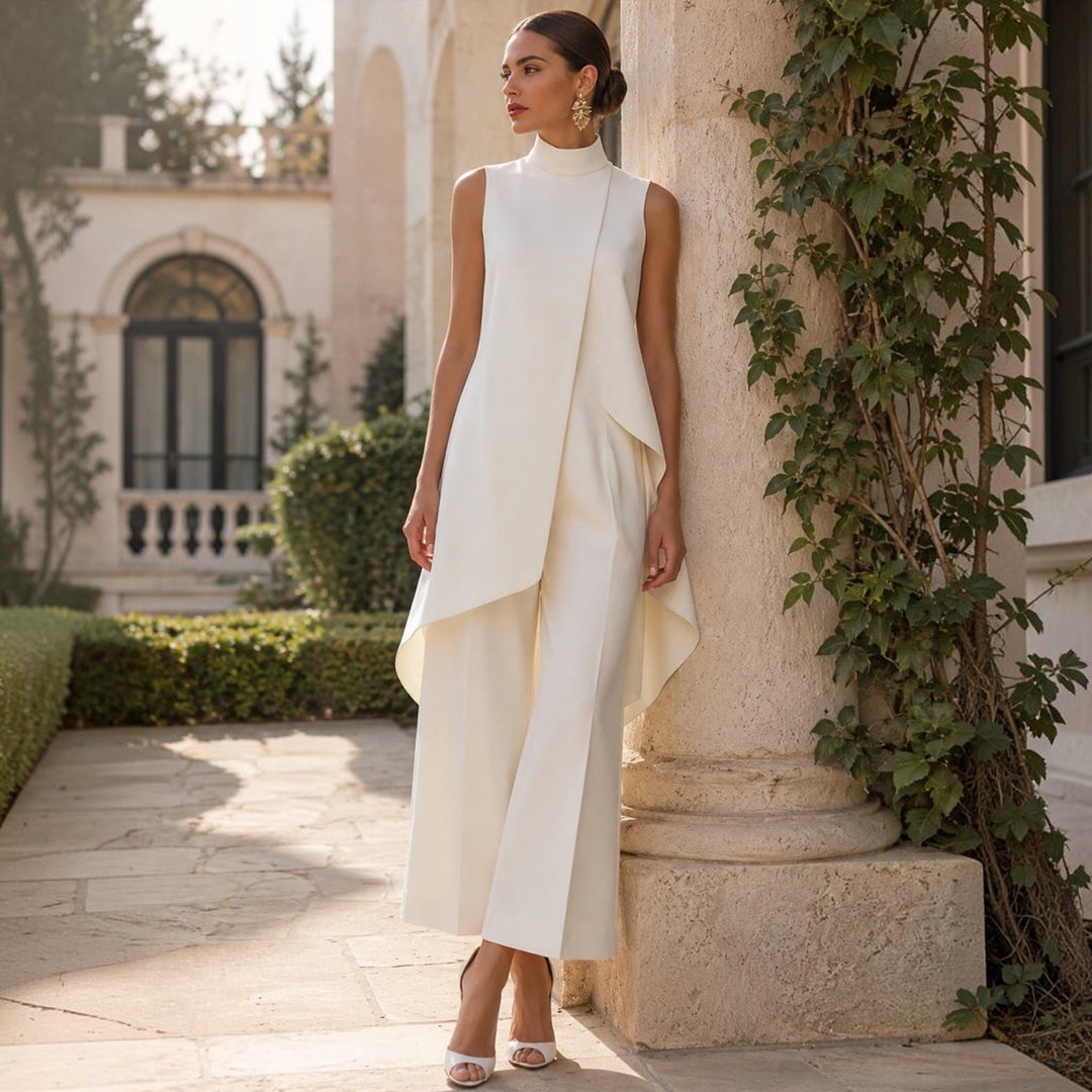 Nuria High-Neck Draped Jumpsuit