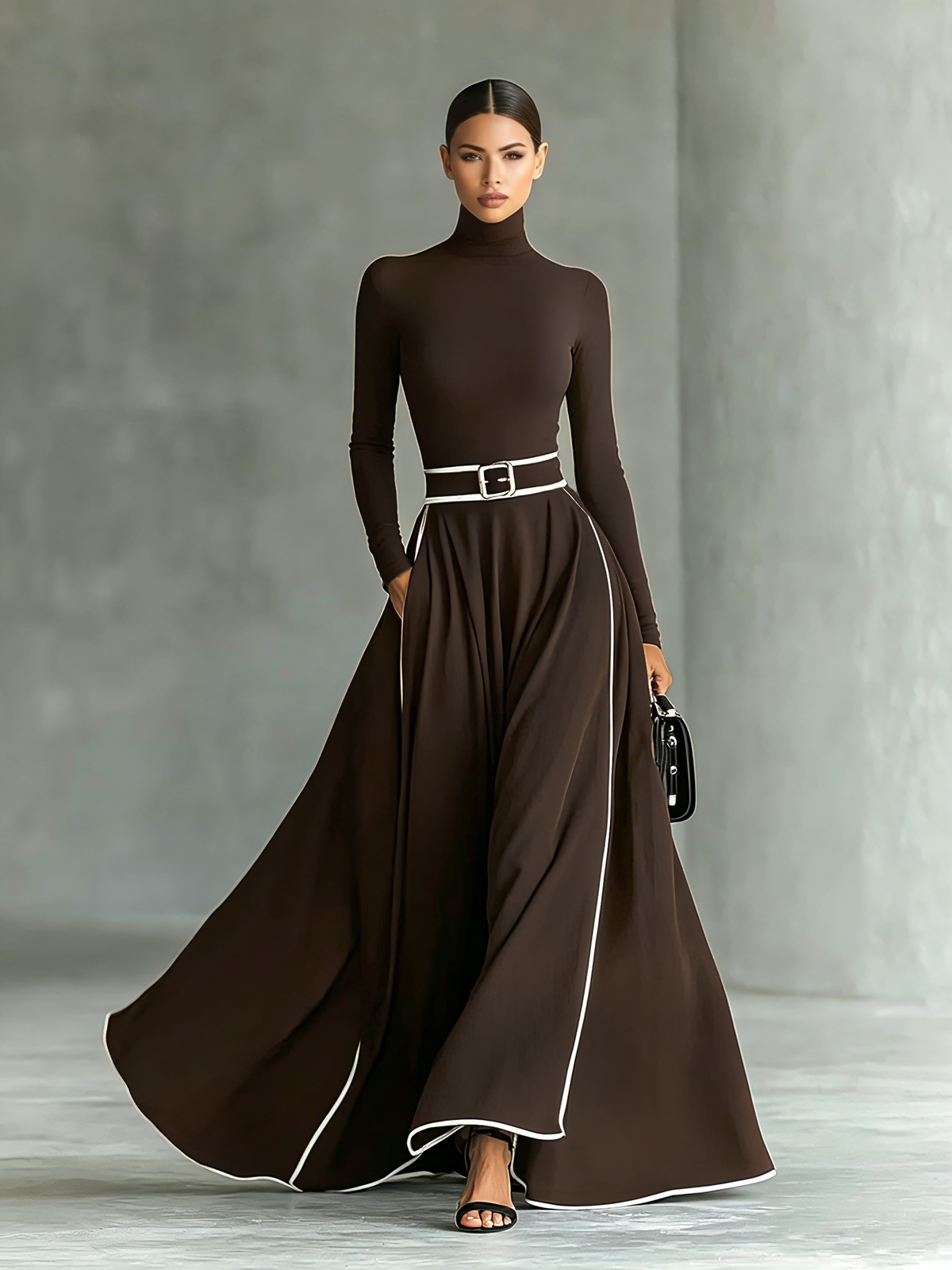 Benedetta Contrast-Stitch Maxi Dress