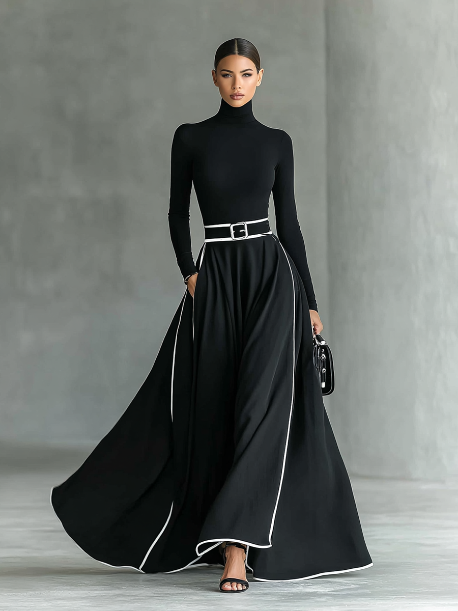 Benedetta Contrast-Stitch Maxi Dress