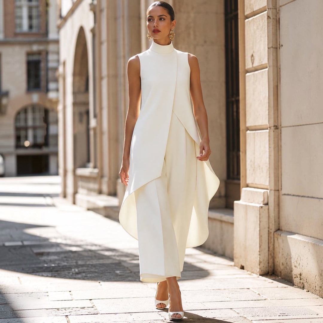 Nuria High-Neck Draped Jumpsuit