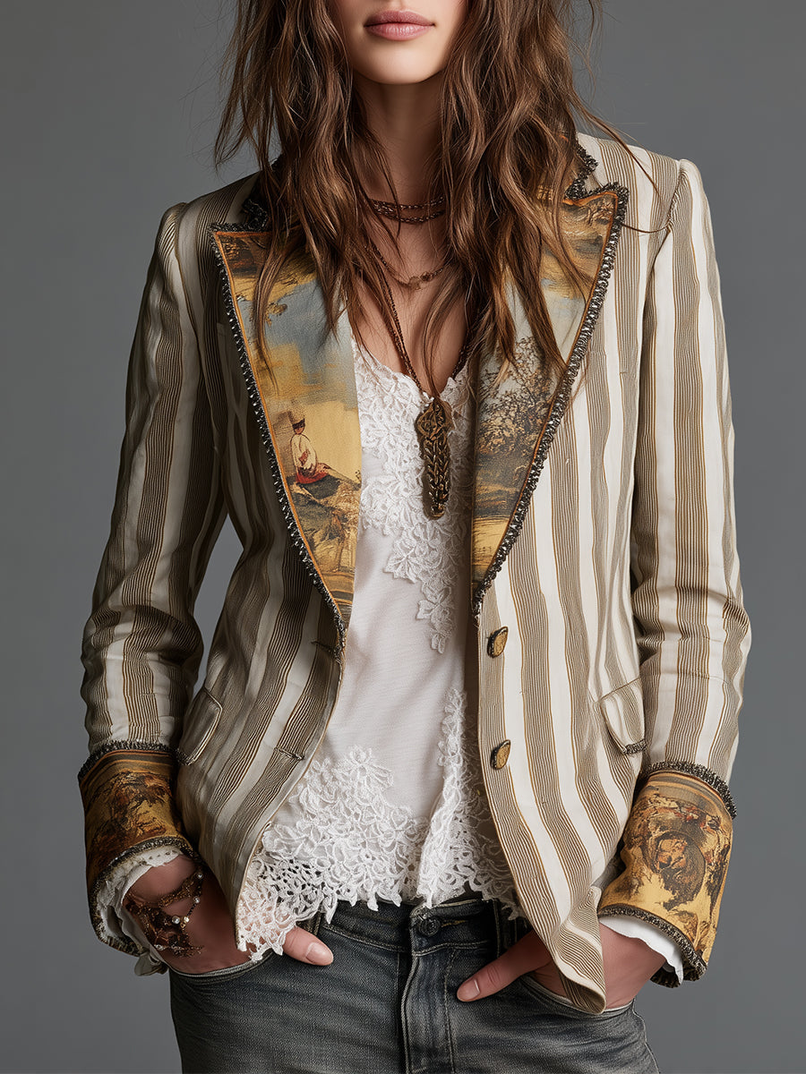 Viola Striped Bohemian Blazer