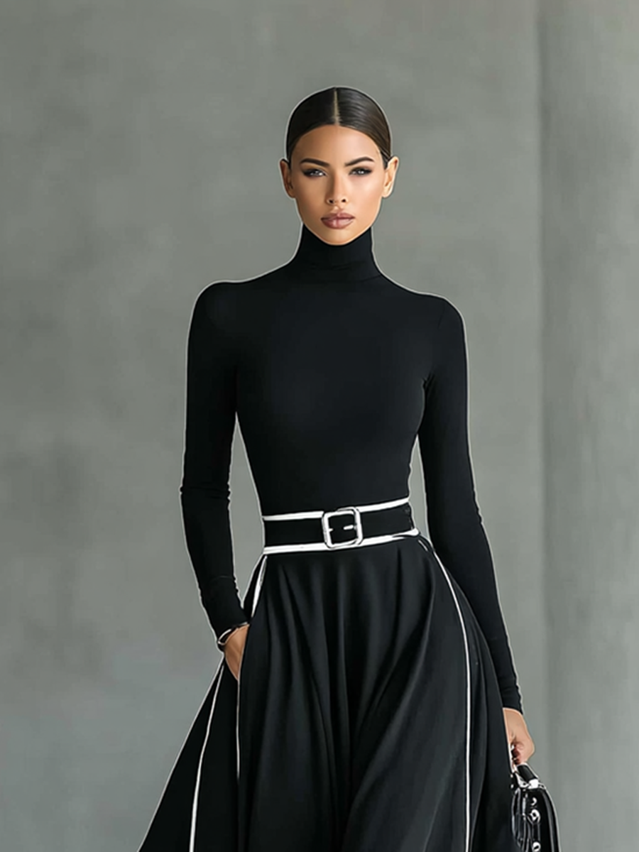 Benedetta Contrast-Stitch Maxi Dress