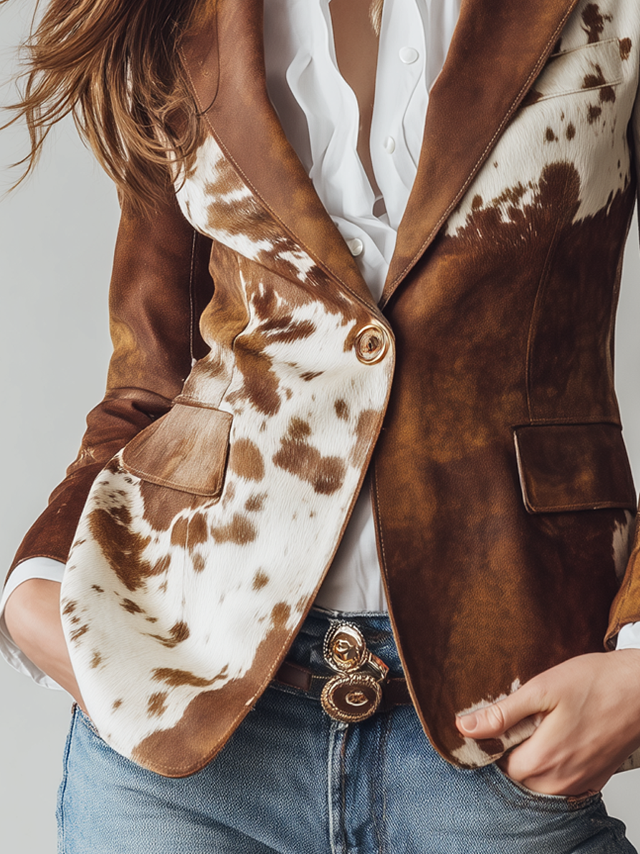 Fiamma Vintage Cow Print Blazer