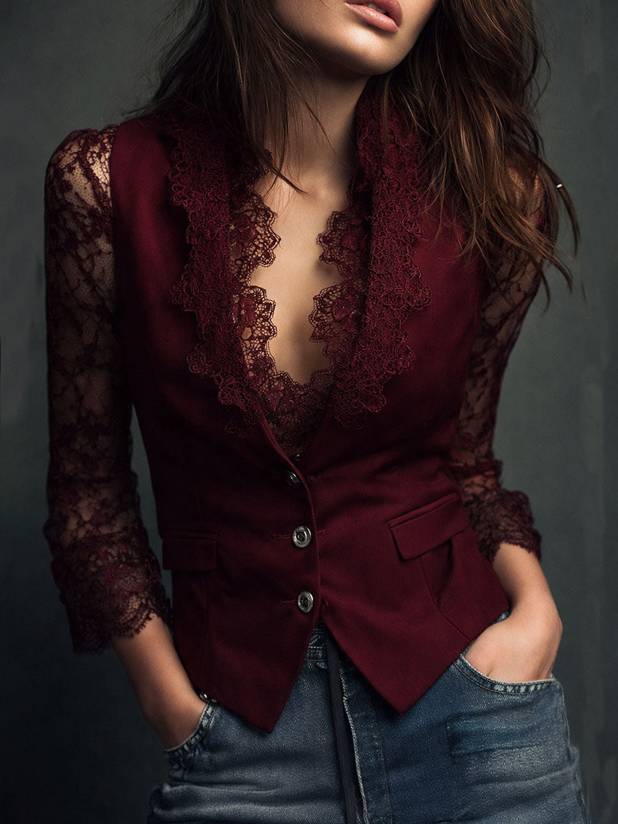 Elisa Lace Sleeve Blazer