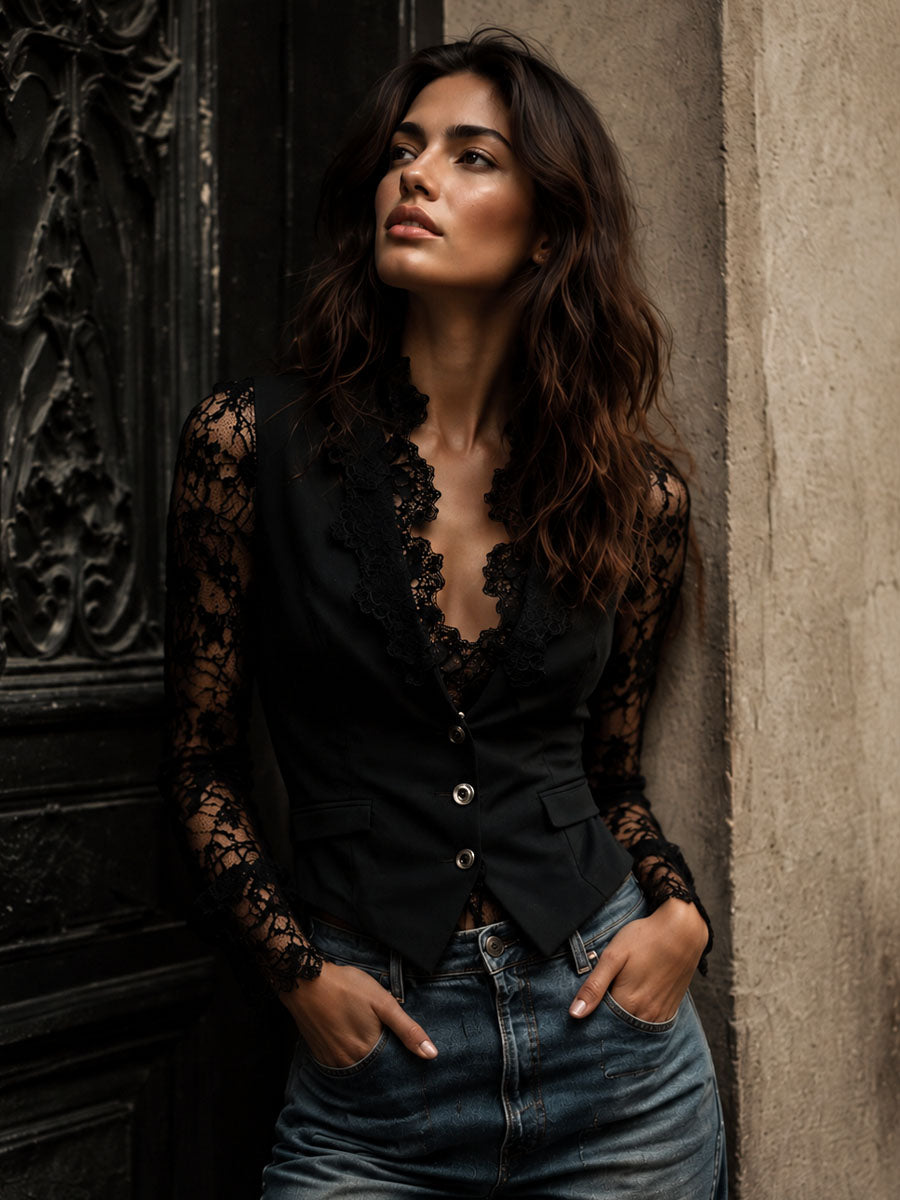 Elisa Lace Sleeve Blazer