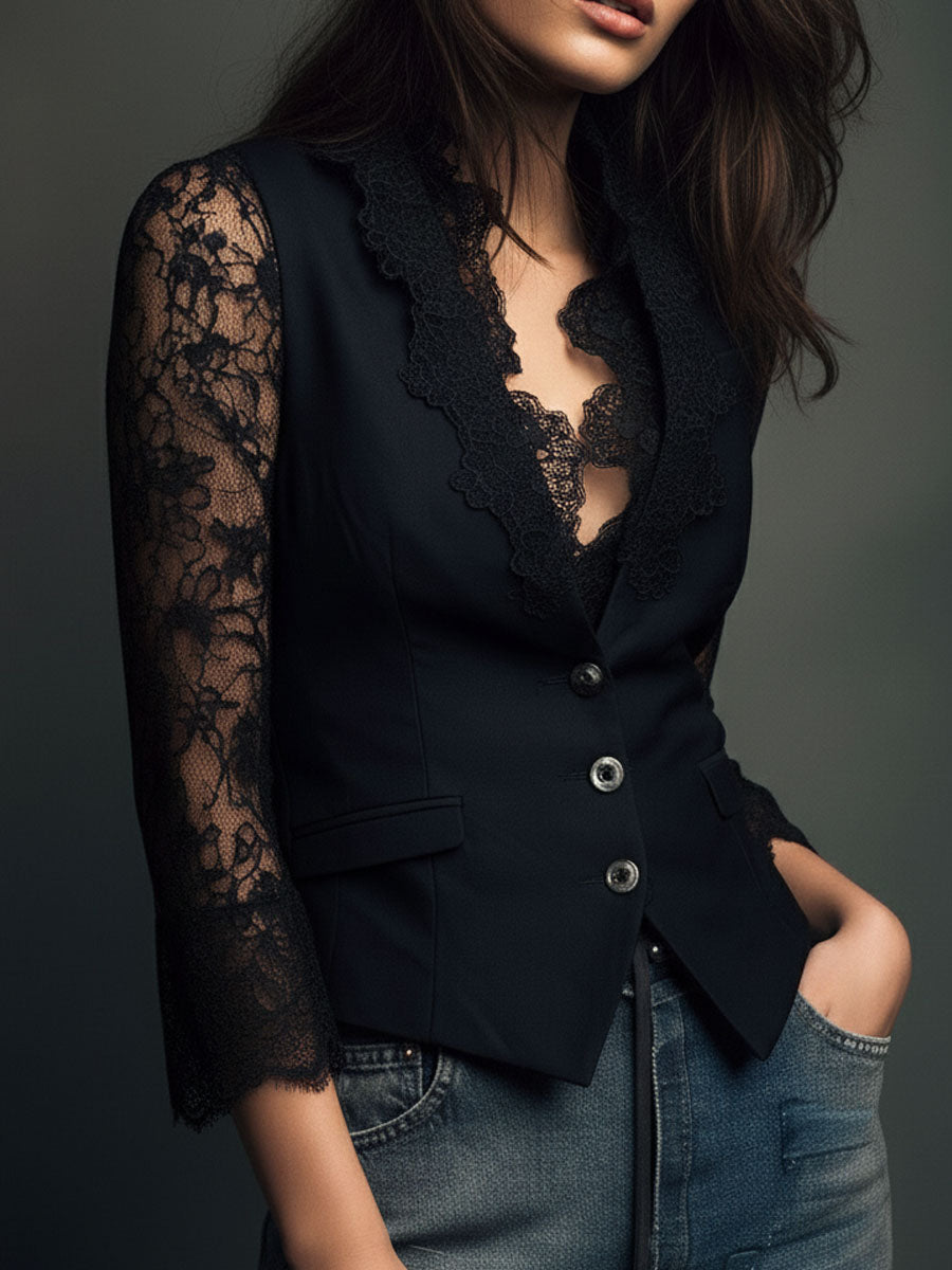 Elisa Lace Sleeve Blazer
