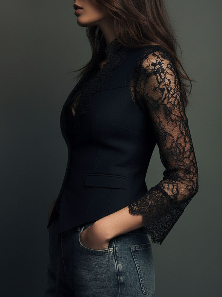 Elisa Lace Sleeve Blazer