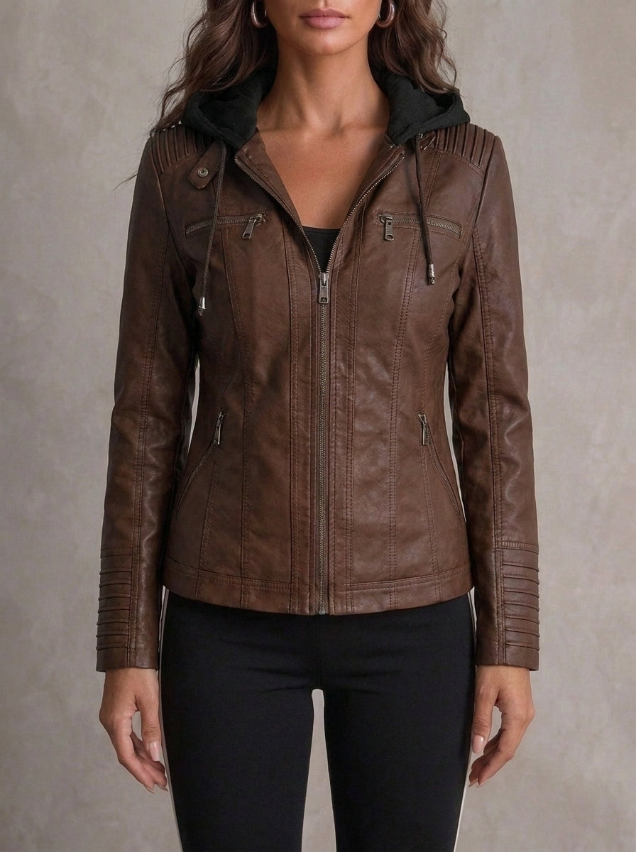 Alba Hooded Leather Jacket