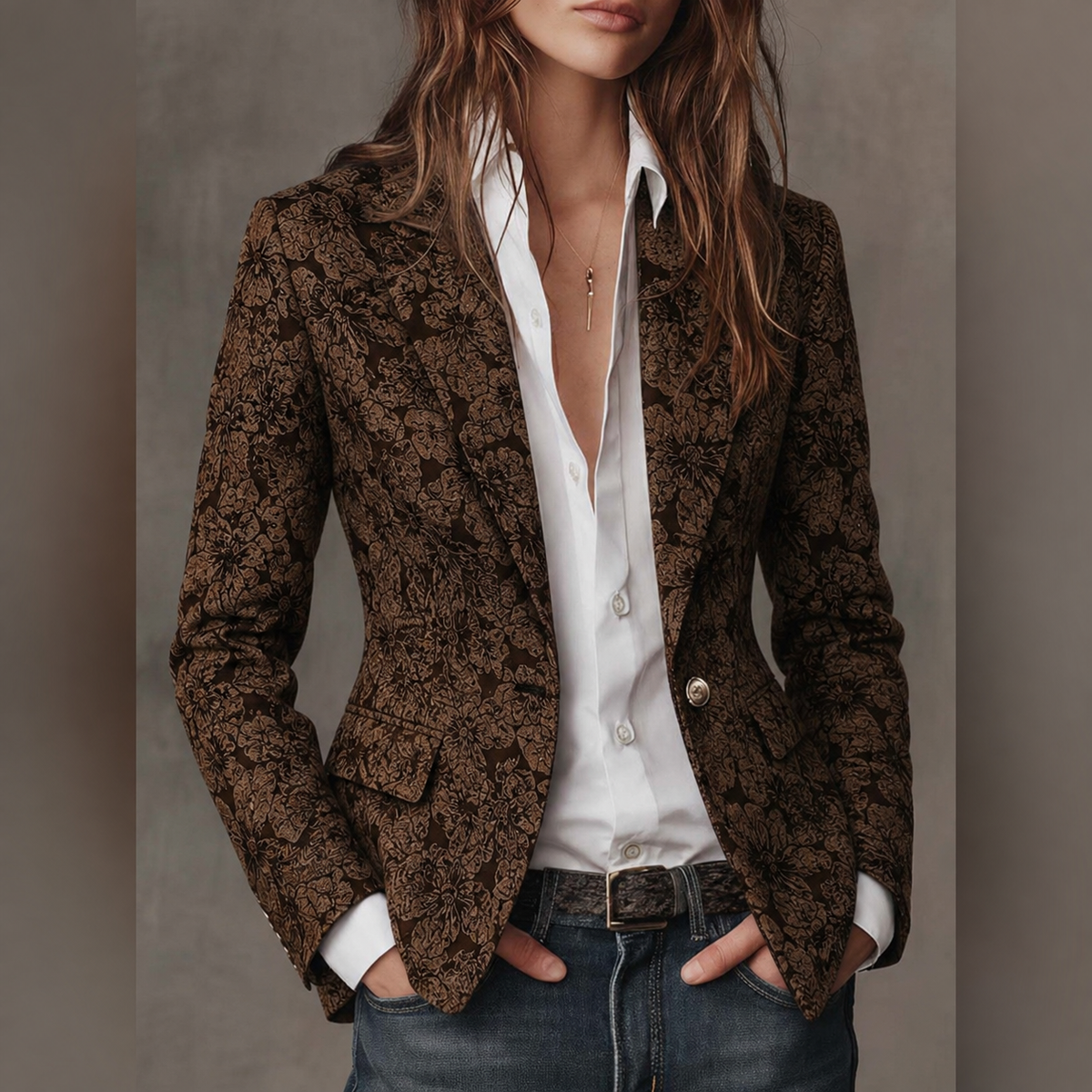 Lavinia Fitted Jacquard Blazer