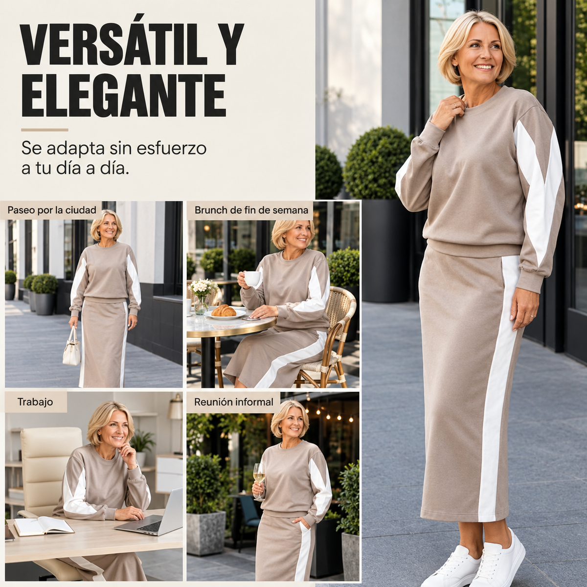 Amaia Contrast Knit Jumper & Midi Skirt Set