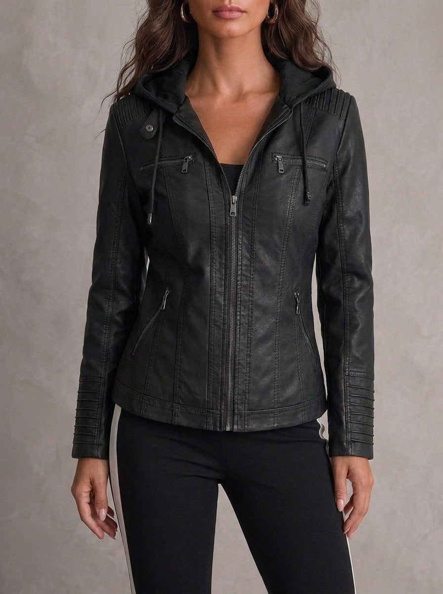 Carmen Hooded Leather Jacket