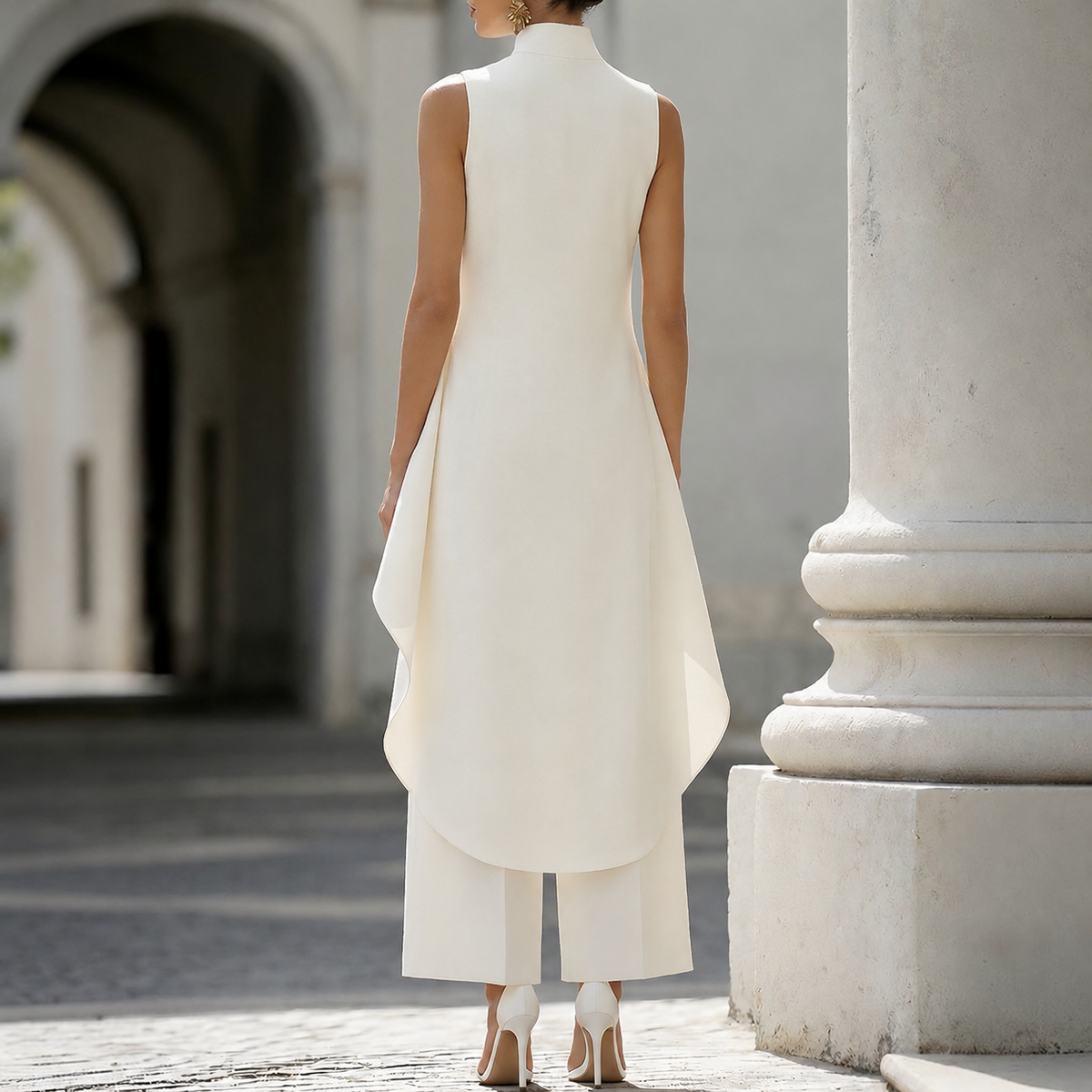 Nuria High-Neck Draped Jumpsuit