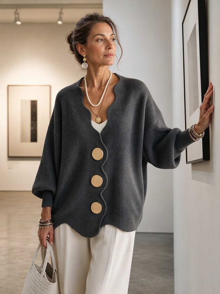 Pilar V-Neck Button Knit Cardigan