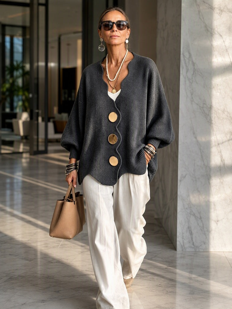 Pilar V-Neck Button Knit Cardigan