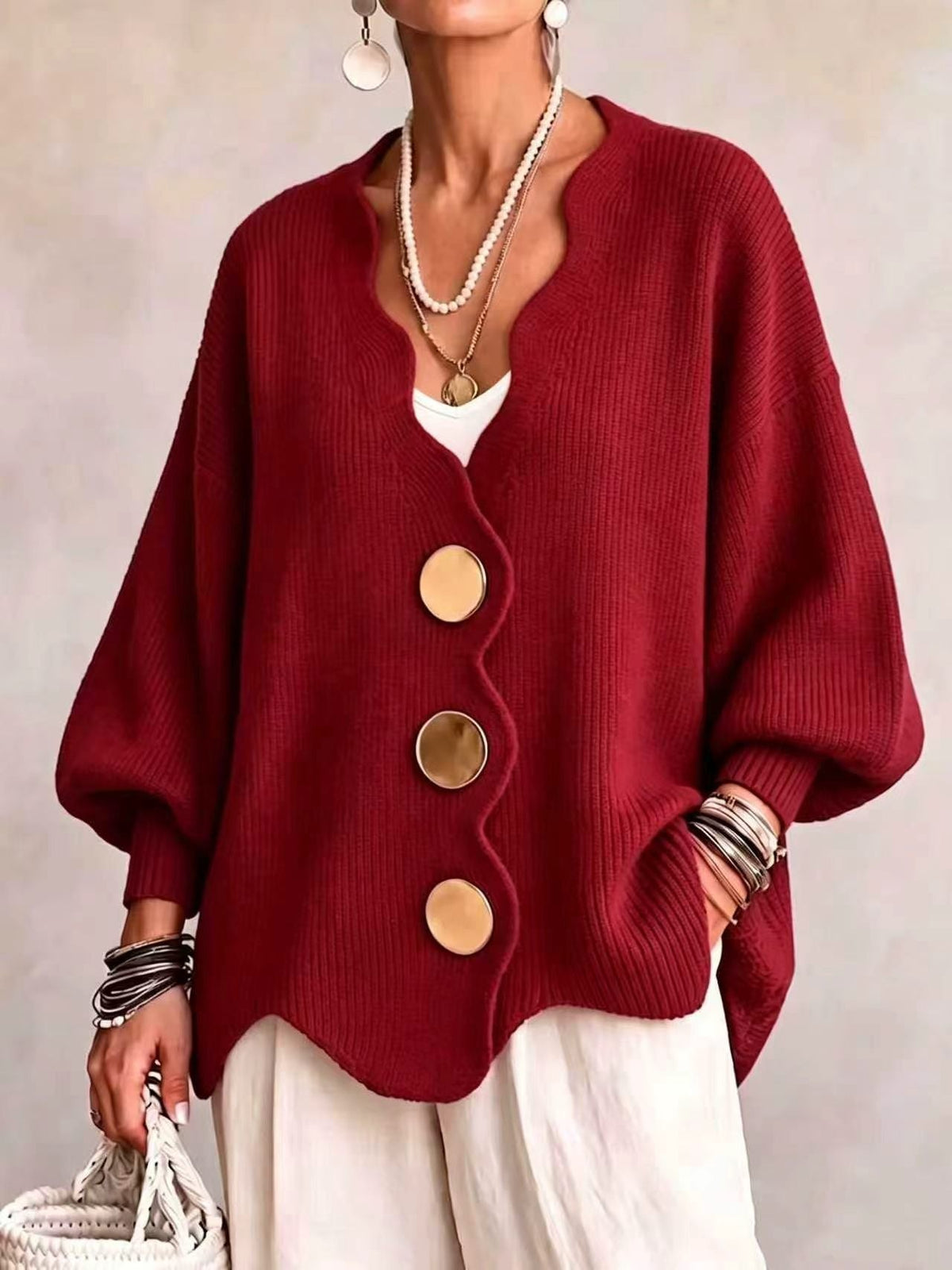 Pilar V-Neck Button Knit Cardigan