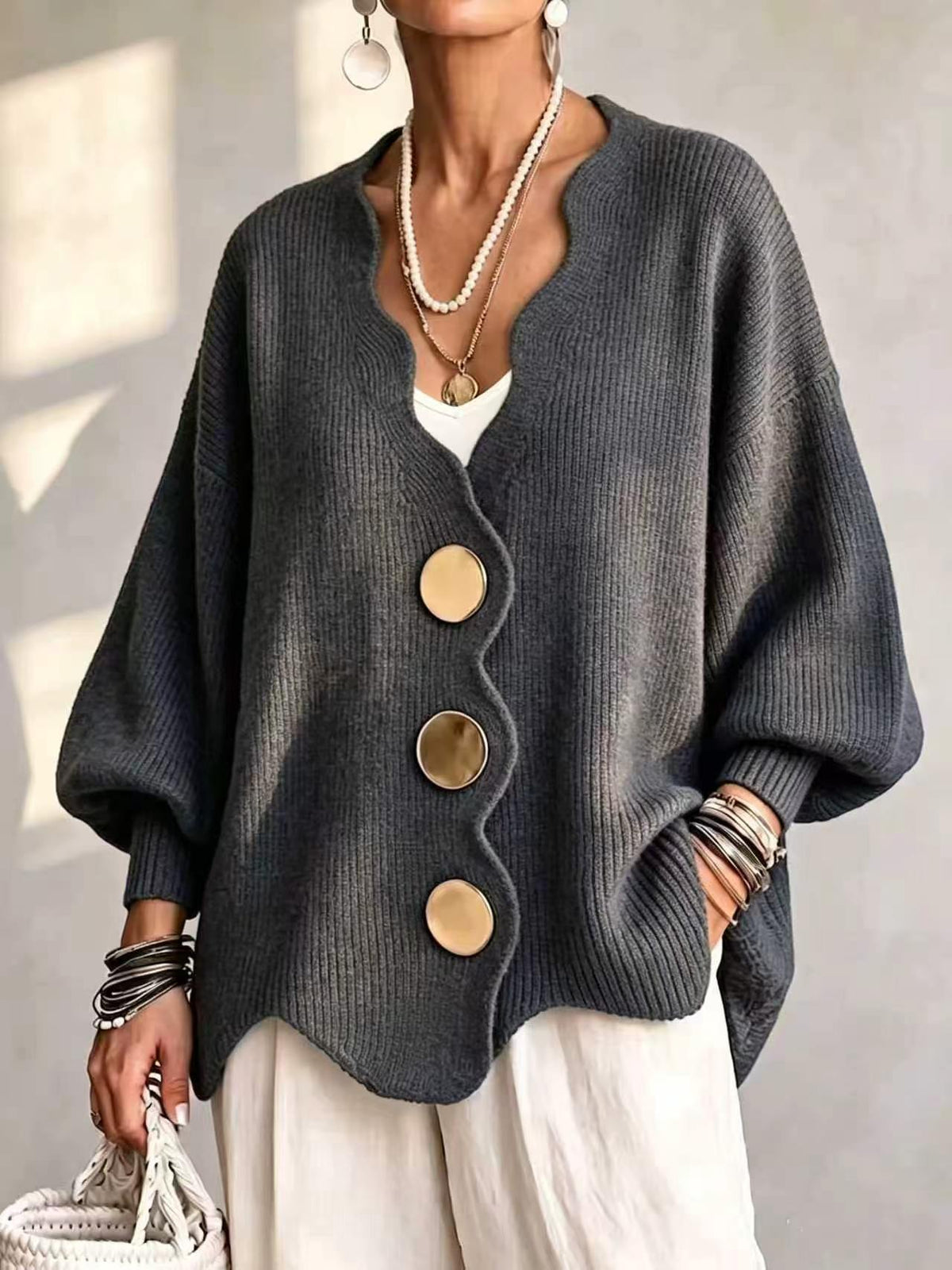 Pilar V-Neck Button Knit Cardigan
