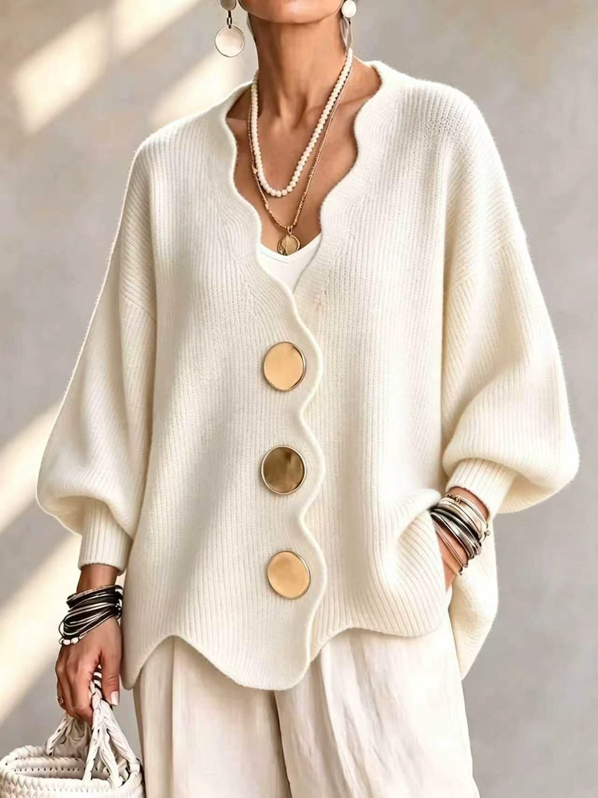 Pilar V-Neck Button Knit Cardigan