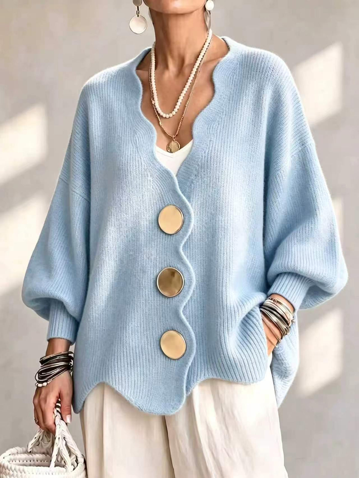 Pilar V-Neck Button Knit Cardigan