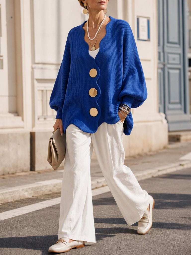 Pilar V-Neck Button Knit Cardigan