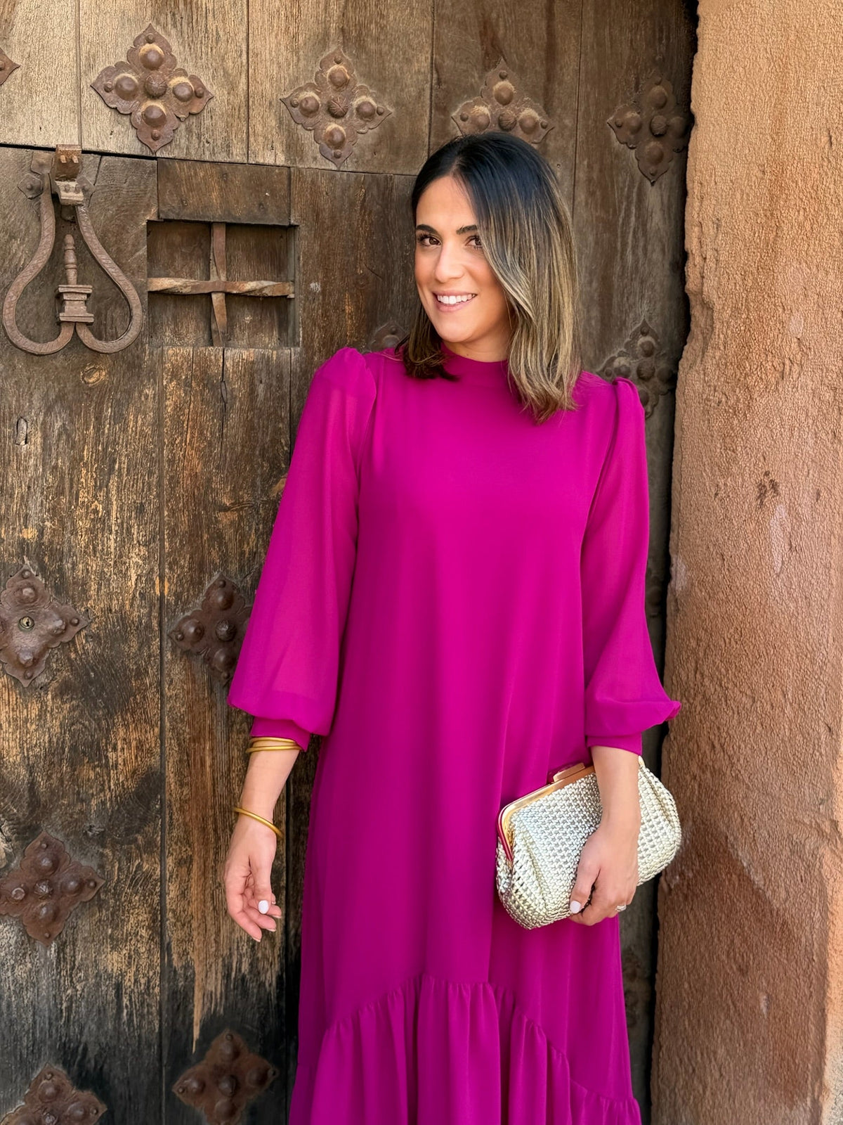Esther Chiffon Maxi Dress with Asymmetric Ruffle