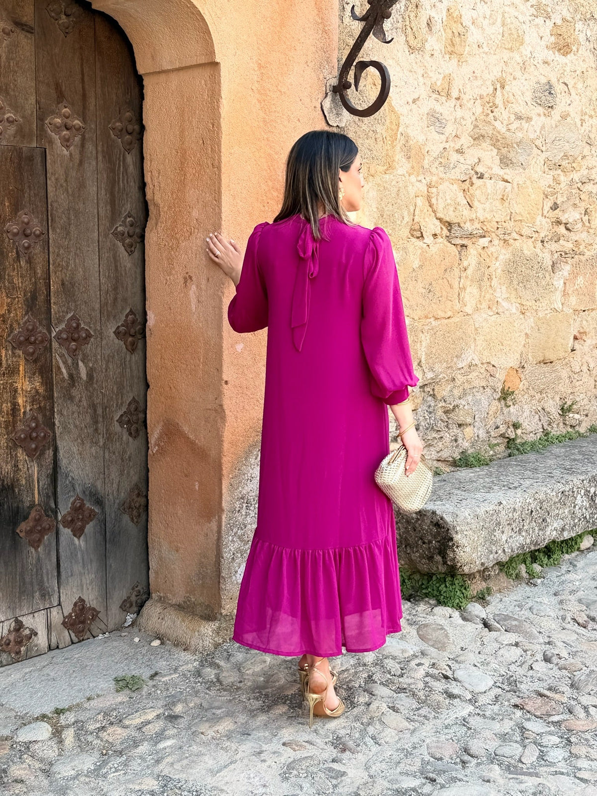 Esther Chiffon Maxi Dress with Asymmetric Ruffle