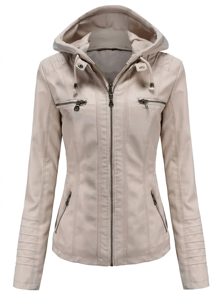 Rocío Hooded Leather Jacket
