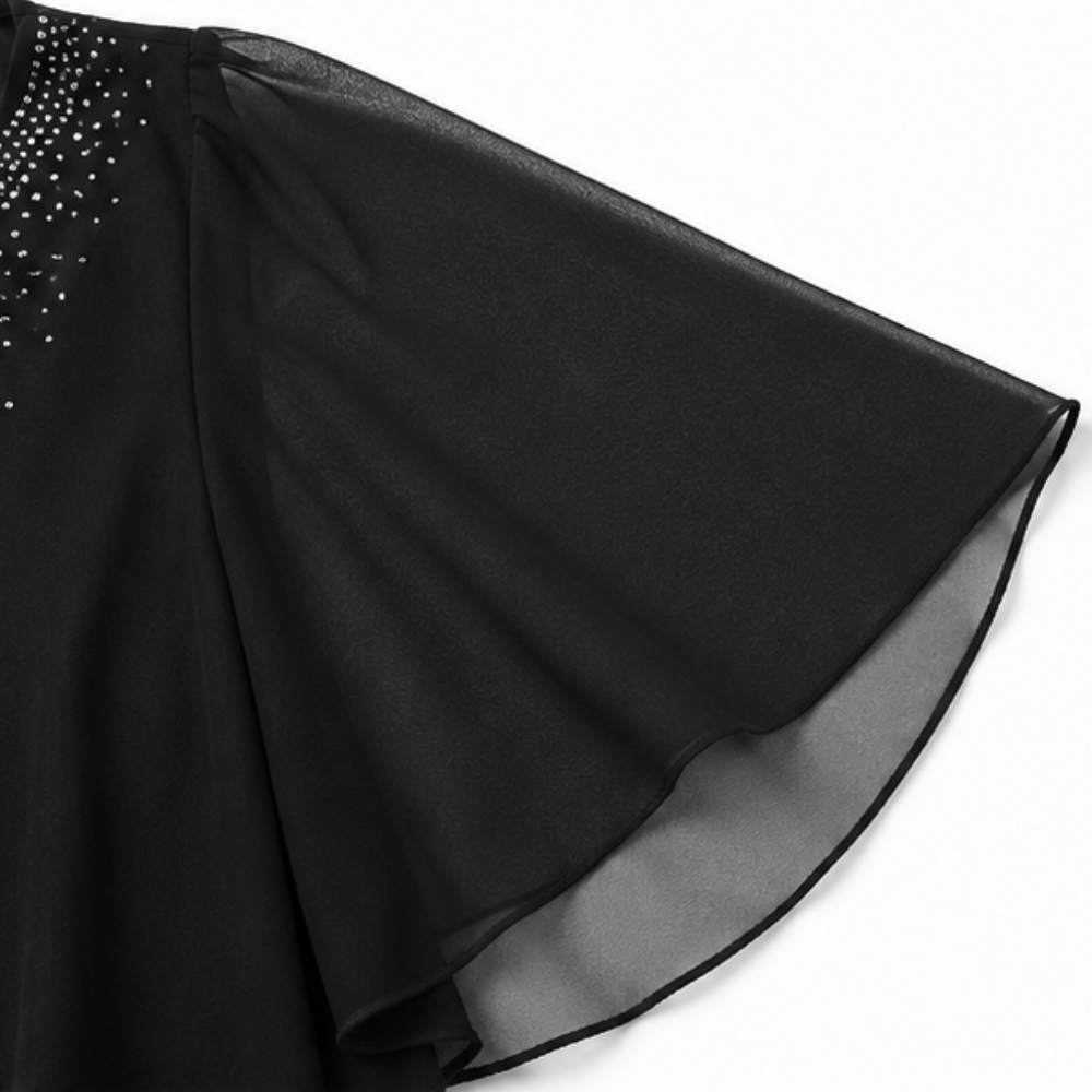 Macarena Chiffon Cape Midi Guest Dress