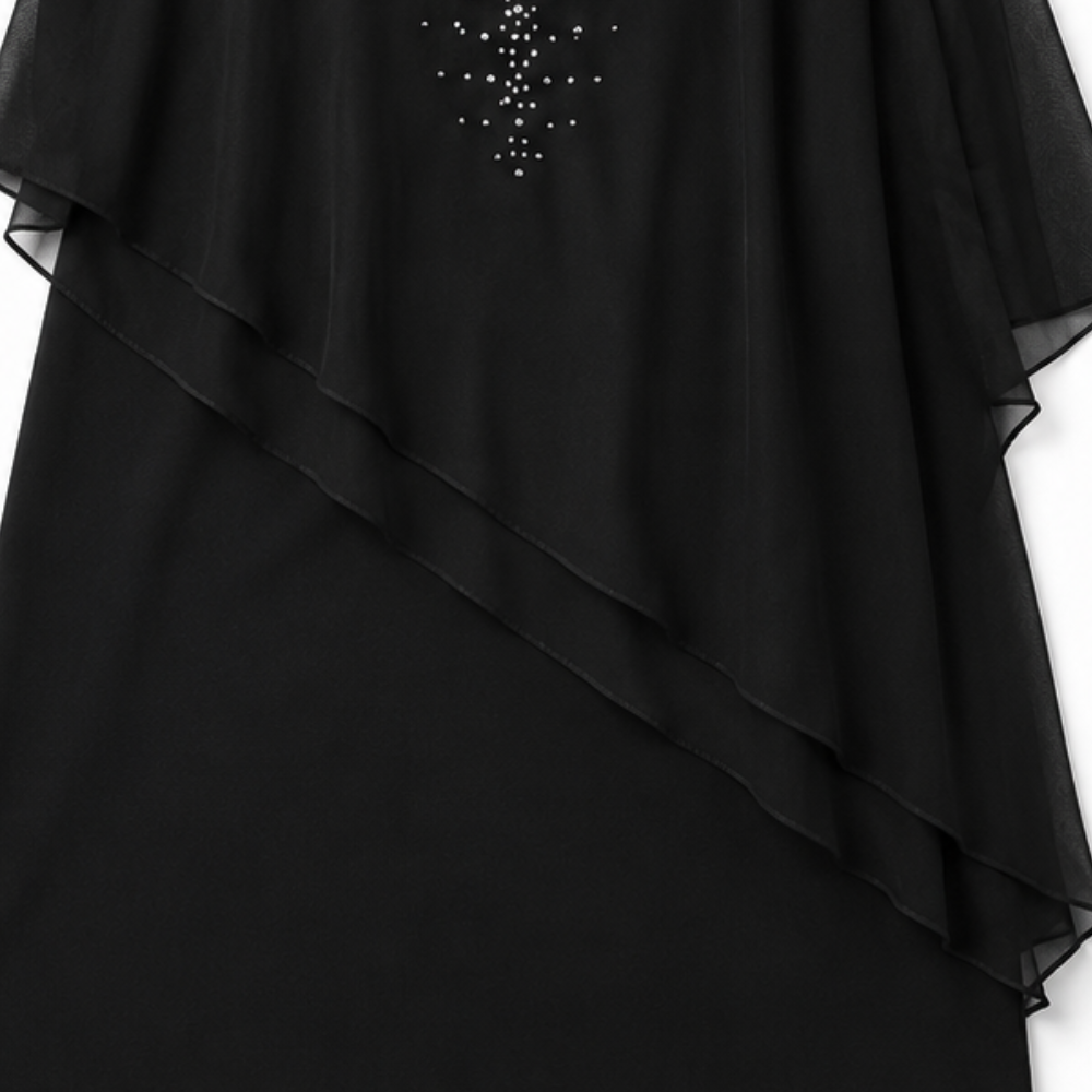 Macarena Chiffon Cape Midi Guest Dress
