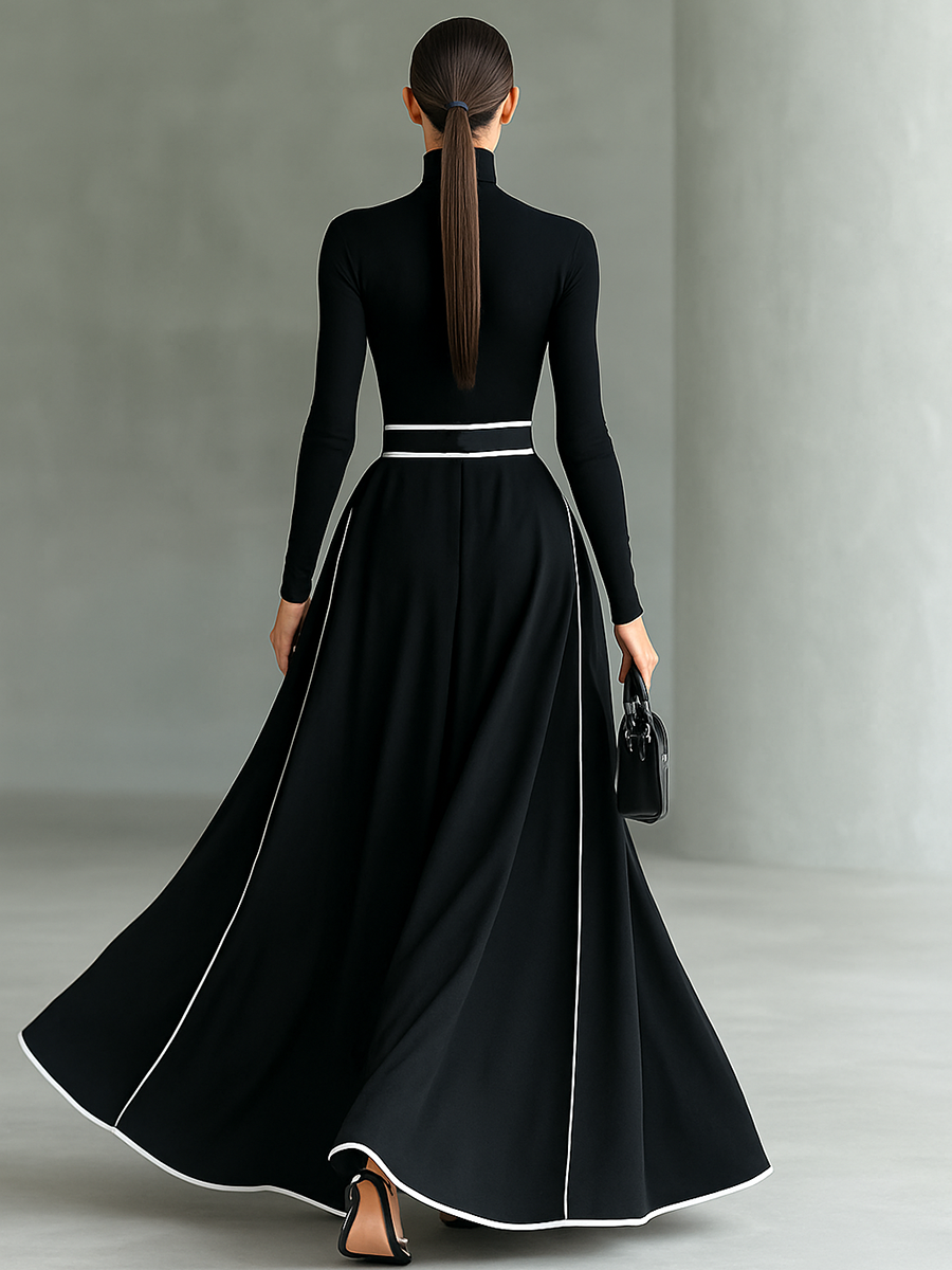 Benedetta Contrast-Stitch Maxi Dress