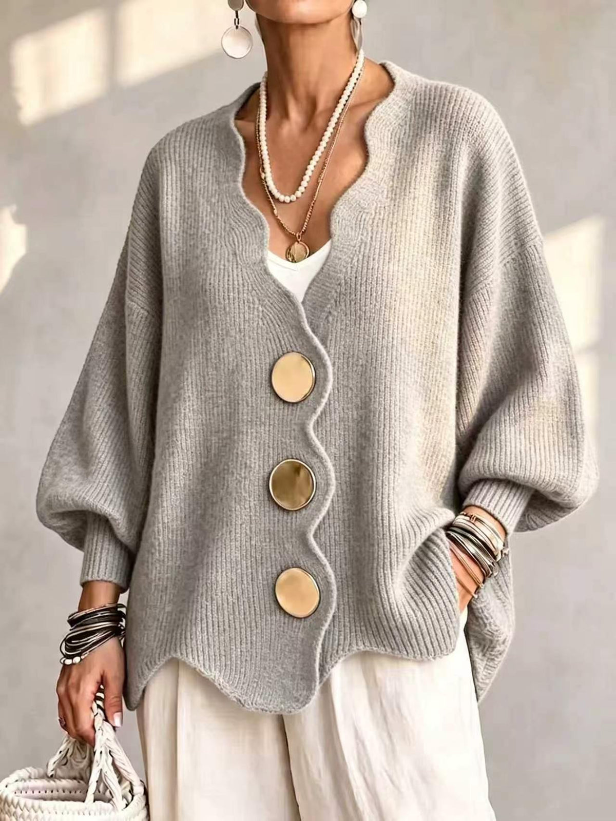 Pilar V-Neck Button Knit Cardigan