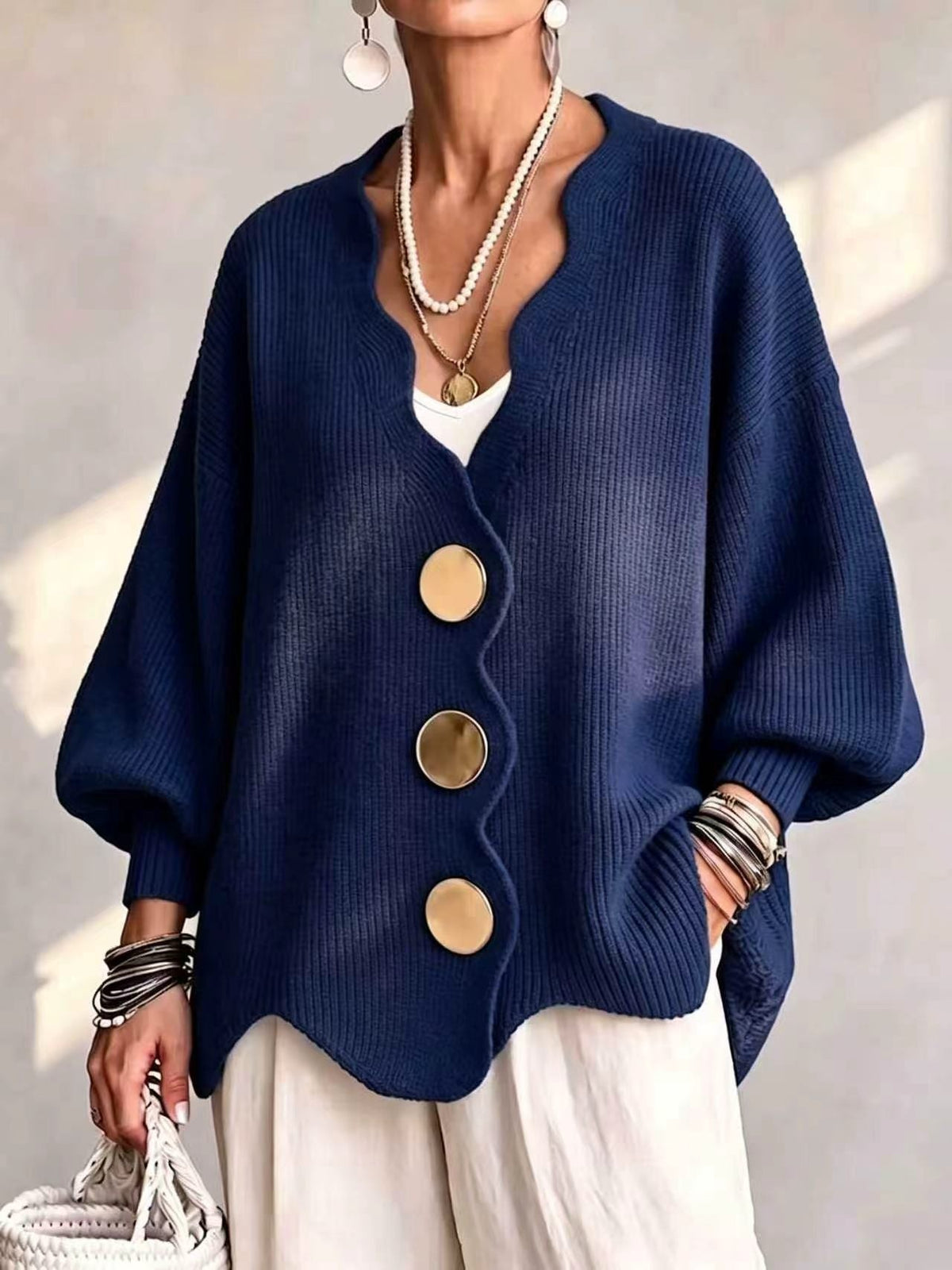 Pilar V-Neck Button Knit Cardigan
