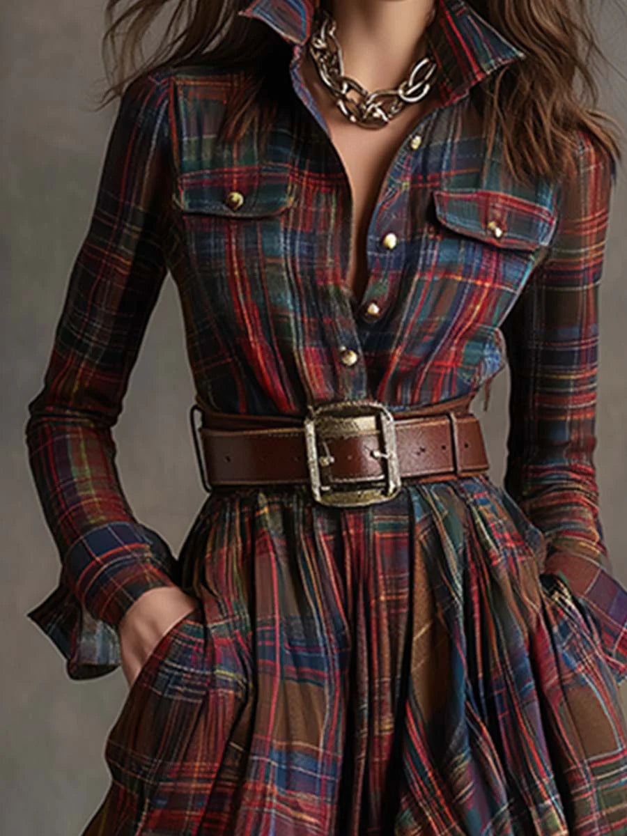 Rebecca Plaid Maxi Shirt Dress