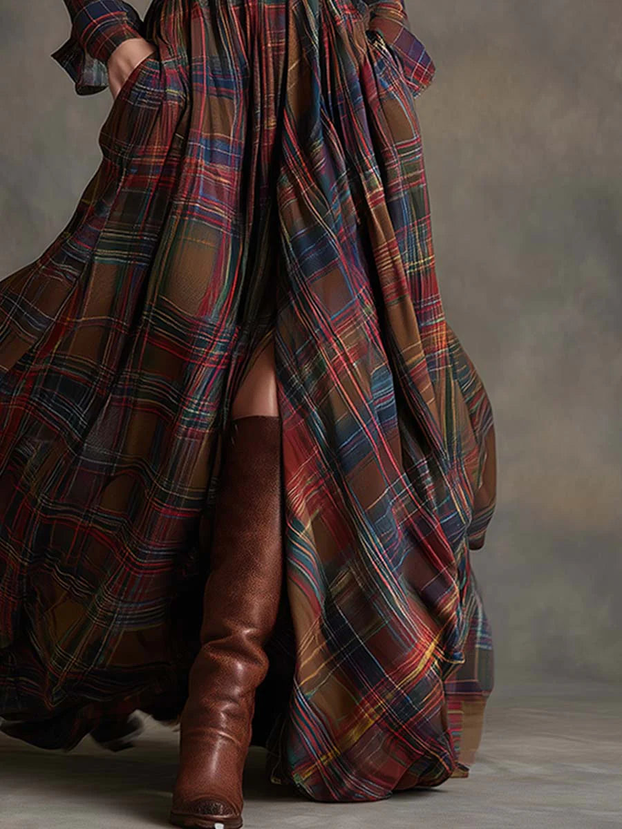 Rebecca Plaid Maxi Shirt Dress